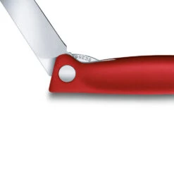 Swiss Classic 4.3" Foldable Paring Knife By Victorinox -Multifunctional Tool Store VF67801F Red Folding Parer Locking Mechanism Closeup