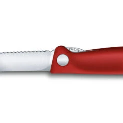 Swiss Classic 4.3" Foldable Serrated Paring Knife By Victorinox -Multifunctional Tool Store VF67831F Foldable Serrated Parer Lock Release Close Up