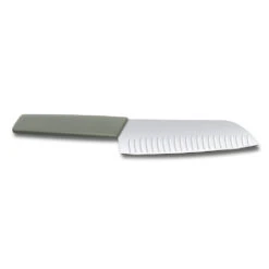 Swiss Modern Colors 7.5" Granton Edge Santoku Knife In Olive Green By Victorinox 12 Swiss Modern Colors 7.5" Granton Edge Santoku Knife In Olive Green By Victorinox -Multifunctional Tool Store VF6905617K6 Swiss Modern Santoku Back