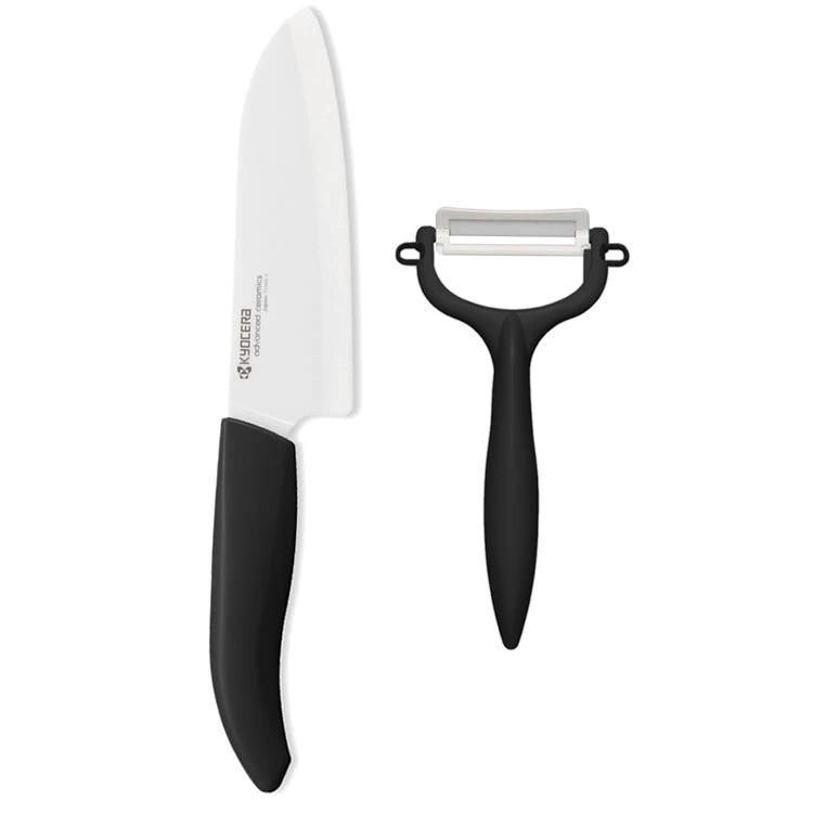 Kyocera Revolution 5.5" Ceramic Santoku Knife And Y-Peeler Set, Black Handle 3 Kyocera Revolution 5.5" Ceramic Santoku Knife And Y-Peeler Set, Black Handle