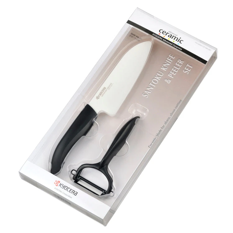Kyocera Revolution 5.5" Ceramic Santoku Knife And Y-Peeler Set, Black Handle 4 Kyocera Revolution 5.5" Ceramic Santoku Knife And Y-Peeler Set, Black Handle - Image 2