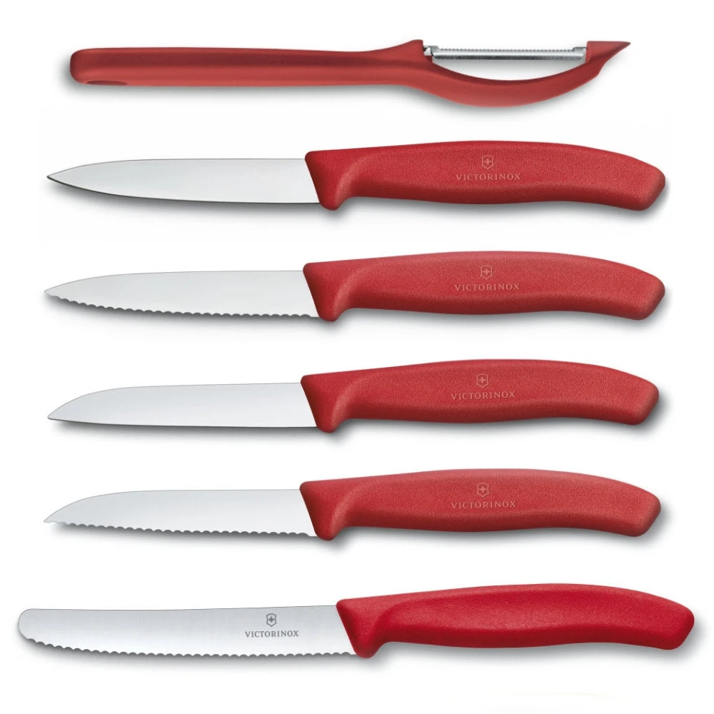 Swiss Classic 6-Piece Red Paring Knife Set By Victorinox 3 Swiss Classic 6-Piece Red Paring Knife Set By Victorinox