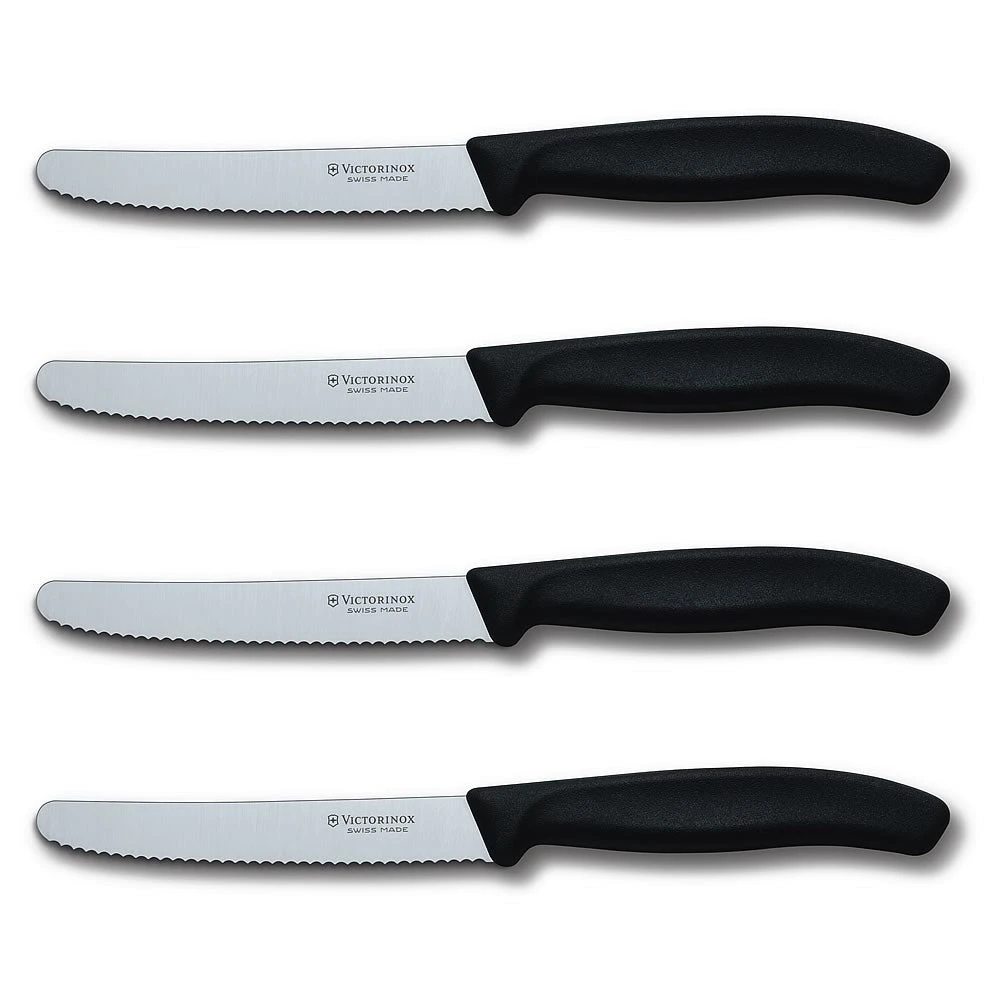 Swiss Classic 4-Piece 4.5" Round Tip Serrated Steak Knife Set By Victorinox 3 Swiss Classic 4-Piece 4.5" Round Tip Serrated Steak Knife Set By Victorinox